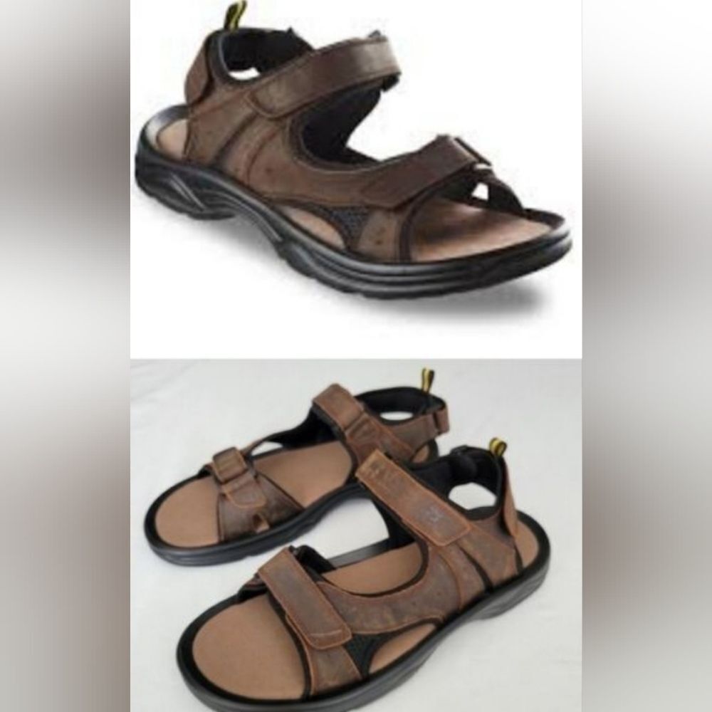 NEW 12 Propet REI LEATHER VELCRO STRAP BROWN OUTDOOR TRAIL COMFORT SANDALS